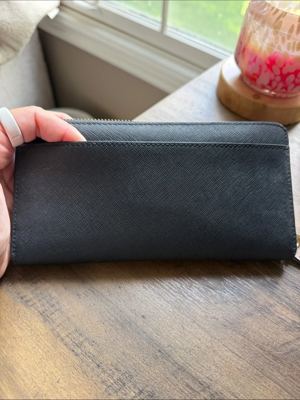 kate spade Black Wallet with Pinkish Taupe Bow Accent